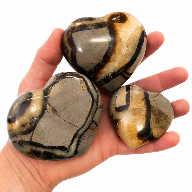 incienso en Juego de 3 corazones de septaria de 950 g