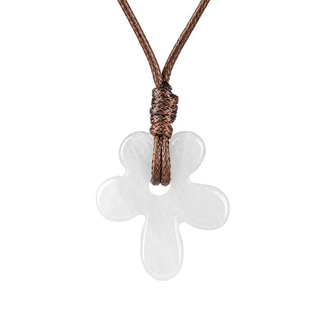 incienso en Collar con colgante de flor de cristal de roca