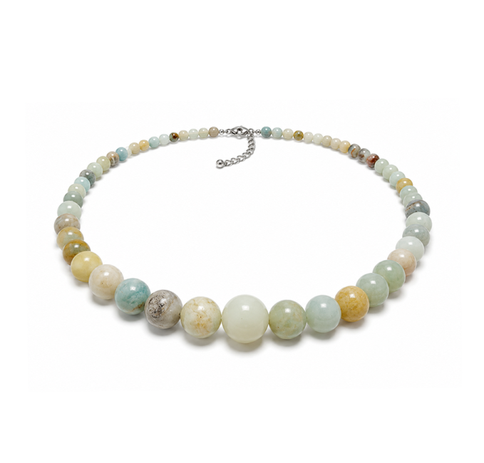 Collar Degradado de Amazonita Multicolor A Perlas 4-12mm 50cm