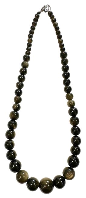 Collar de Obsidiana Negra Dorada A Cuentas de Gota 6-14mm 45cm