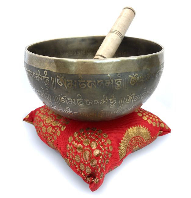 Cojín cuadrado rojo para cuenco tibetano 15 cm