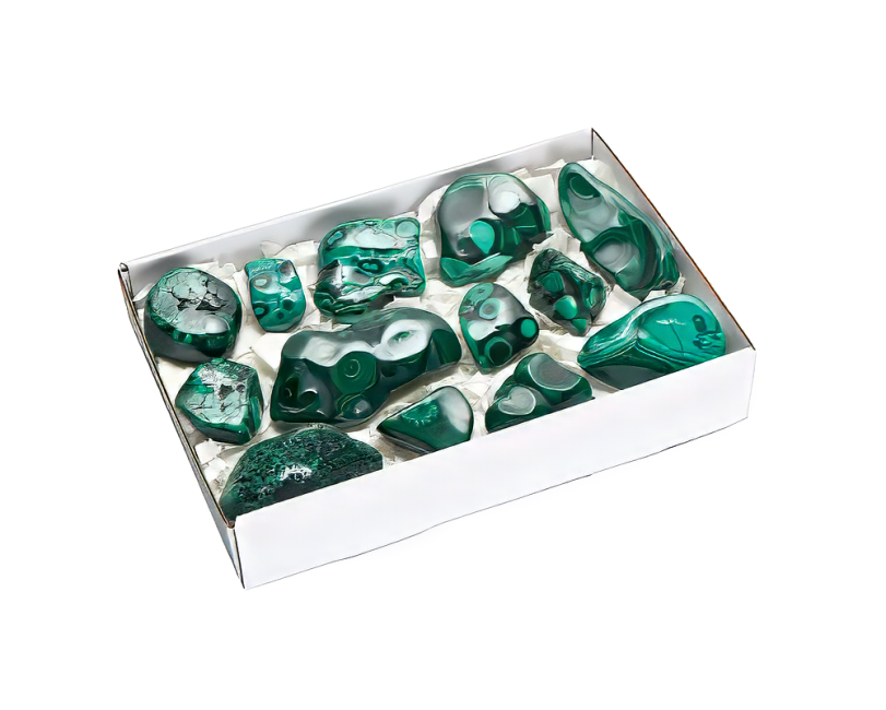 incienso en Pack de Malaquita AA Pulida en un Lado 10-14 Piezas 1700-1900 g