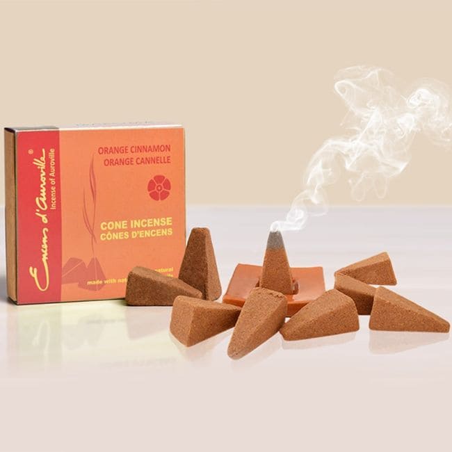 incienso en Auroville Naranja Canela Incienso 5x10 Conos|es