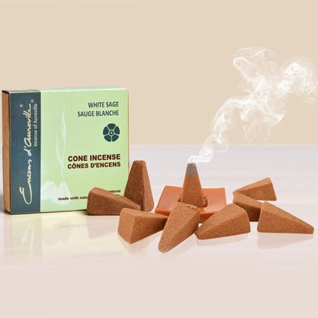 incienso en Incienso de salvia blanca de Auroville 5x10 conos|es