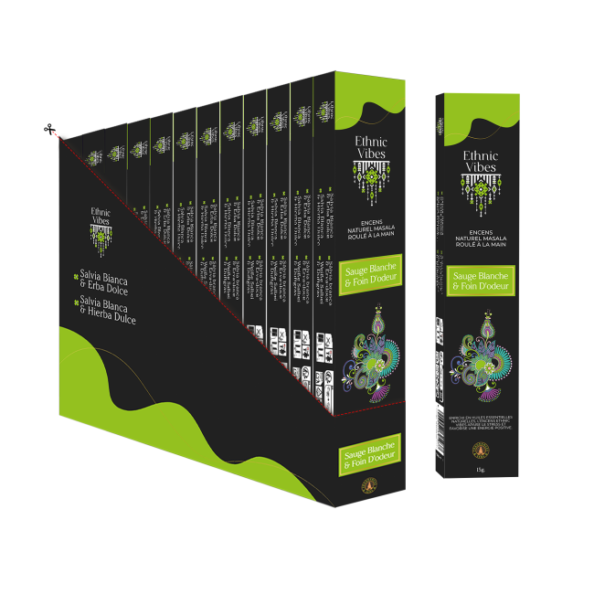 incienso en Incienso Fragrances & Sens Ethnic Vibes Salvia Blanca & hierba dulce masala 15g
