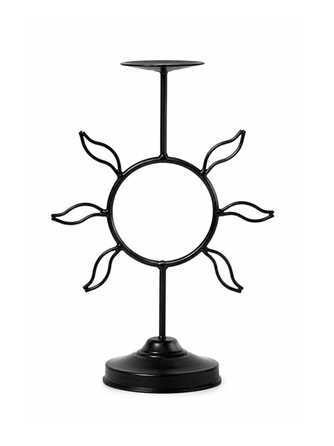 incienso en Portavelas Sol de Metal Negro 29cm