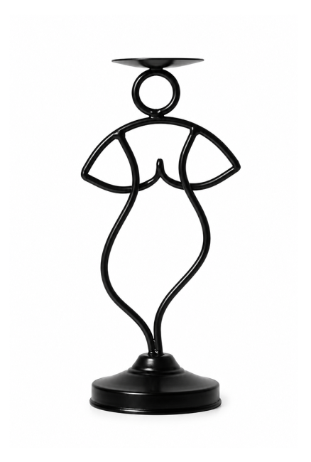 incienso en Portavelas de Metal Negro Silueta Bailarina 27cm
