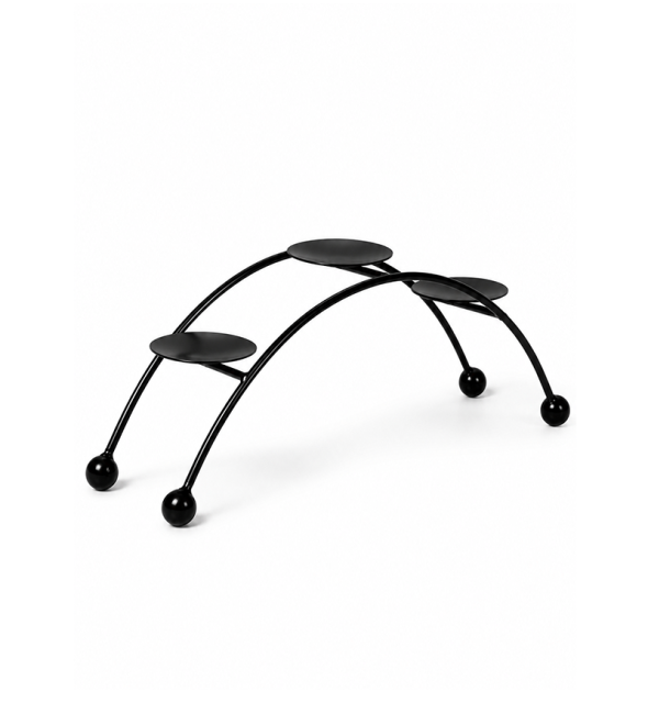 incienso en Portavelas Arco de Metal Negro con 3 Soportes 31cm