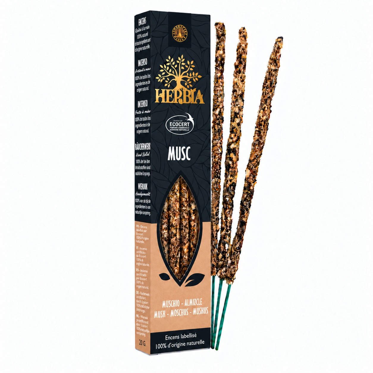 incienso en Incienso Smudge Ecocert Herbia Almizcle Blanco 20g