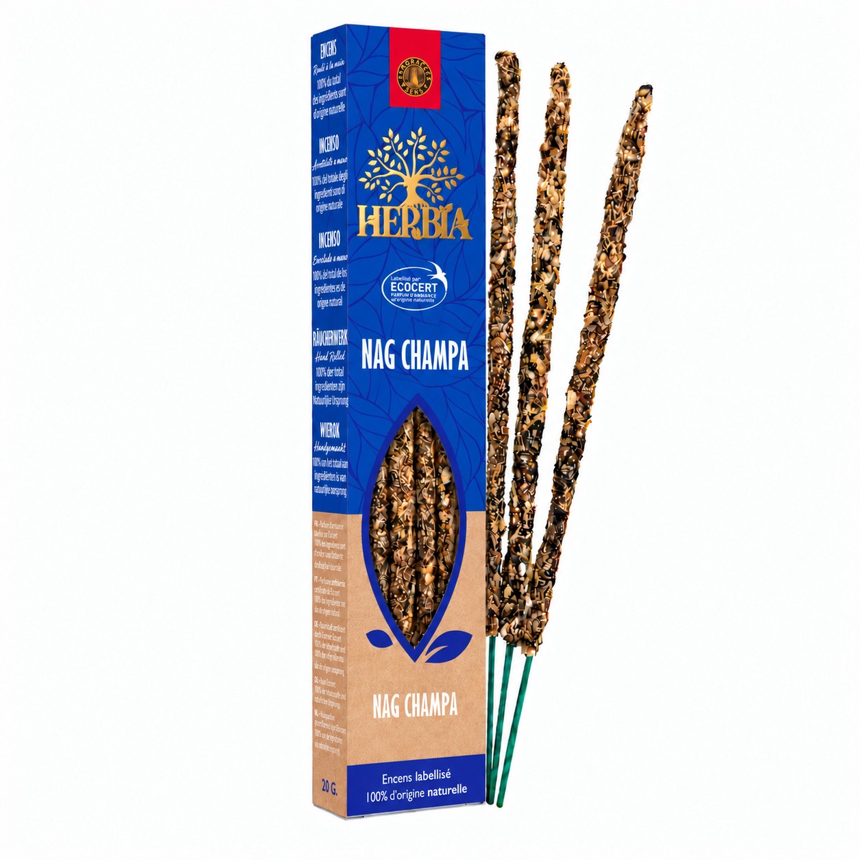 incienso en Incienso Smudge Ecocert Herbia Nag Champa 20g
