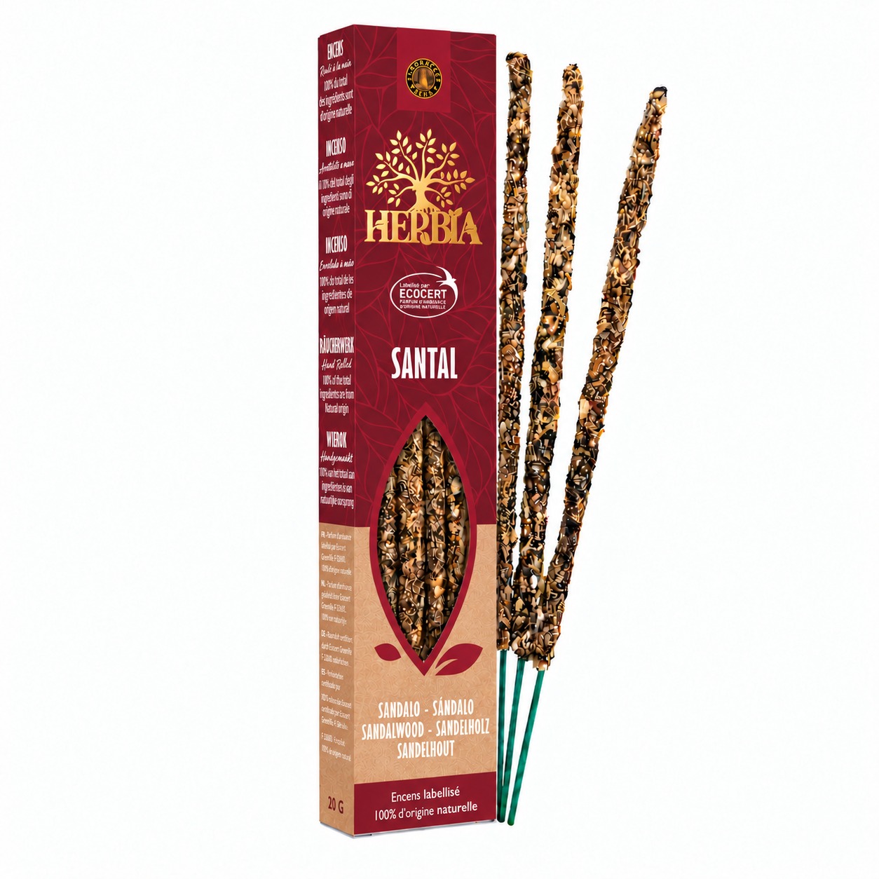 incienso en Incienso Smudge Ecocert Herbia Sándalo 20g