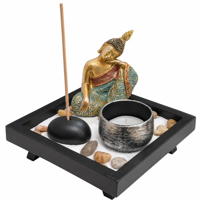incienso en Jardín Zen con Buda Pensativo 12,5 cm