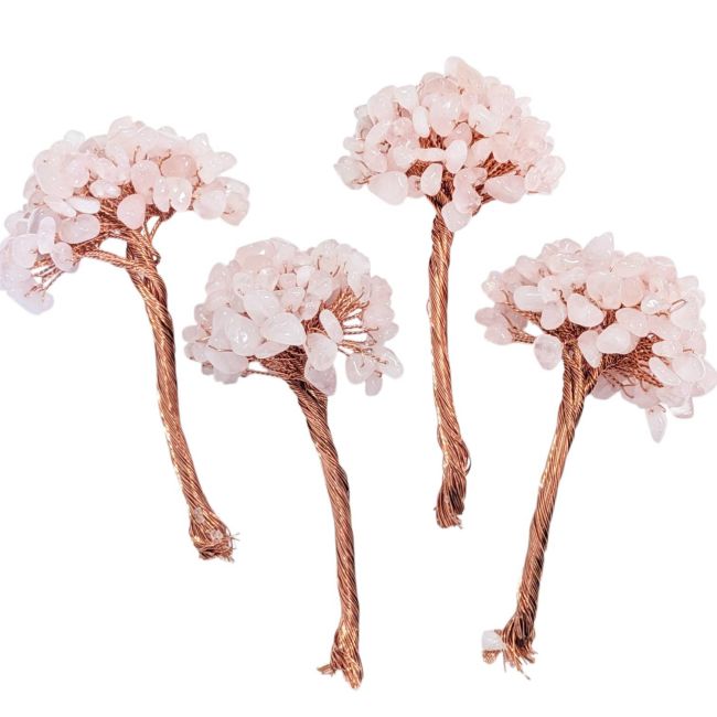 incienso en Juego de 4 árboles de cuarzo rosa para armar (base no incluida).