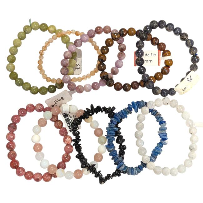 incienso en Pulseras de piedras naturales variadas – 10 piezas
