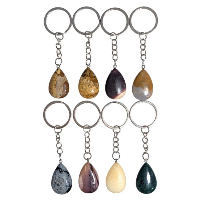 incienso en Juego de 8 llaveros con forma de lágrima hechos de piedras naturales.