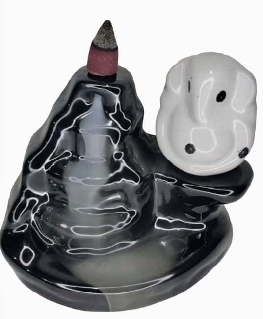 Soporte de incienso de reflujo de cerámica Ganesha