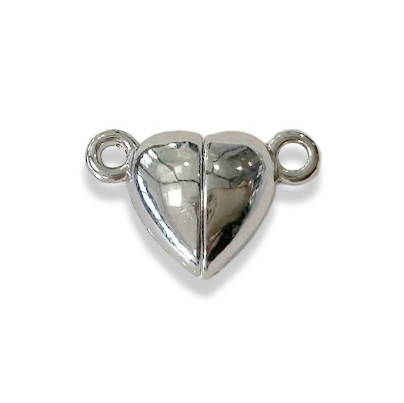 Cierre Corazón Magnético de Metal Plateado 9mm x20