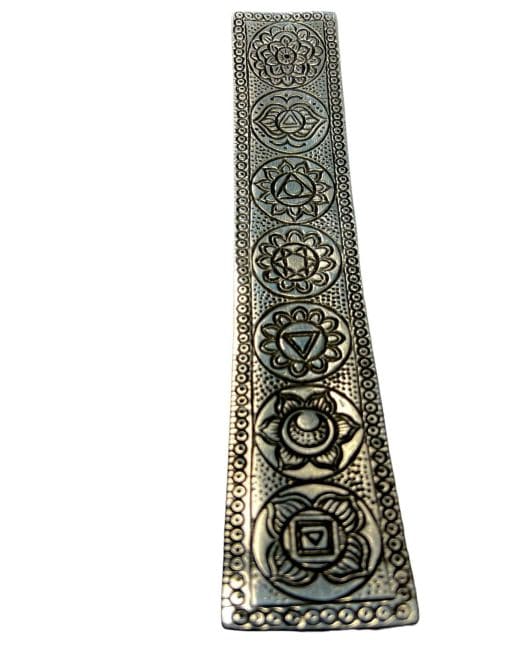 Porta incienso metal blanco 7 Chakras 27cm