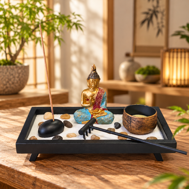 incienso en Jardín Zen con Buda, Incienso y Vela 20,5 cm|es