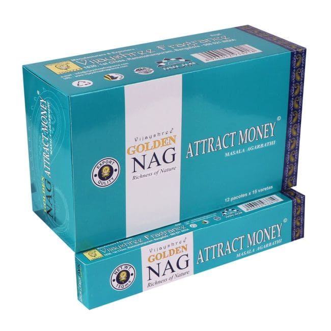 Vijayshree Golden Nag Incienso Atrae Dinero 15g