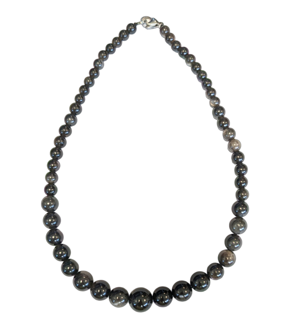 Collar de obsidiana de plata Cuentas colgantes 6-14 mm 45 cm