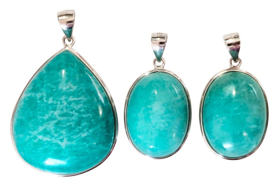 Colgante de Amazonita AA+ en Plata de Ley 925, 3 piezas, 14,8 g