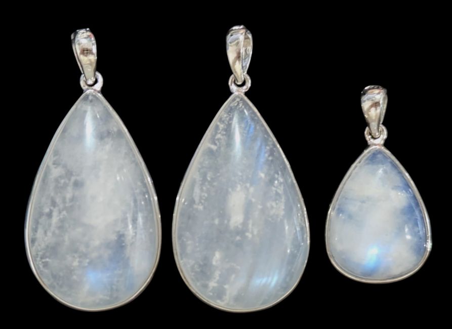 Colgante de plata de ley 925 con piedra lunar blanca AAA, 3 piezas, 9,72 g