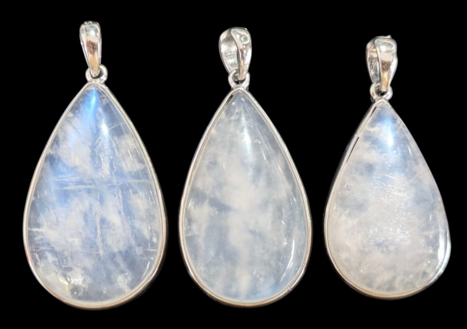 Colgante de plata de ley 925 con piedra lunar blanca AAA, 3 piezas, 10,48 g