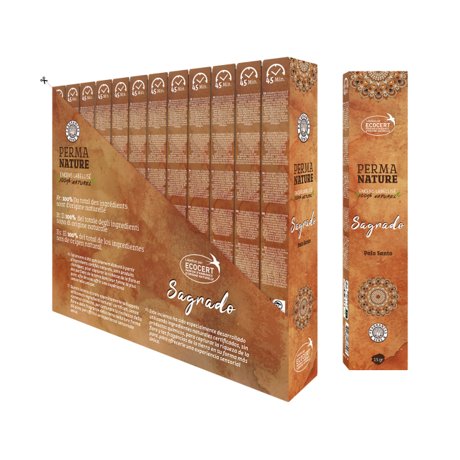 incienso en Perma Nature Sagrado Palo Santo Etiqueta Ecocert 15g|es
