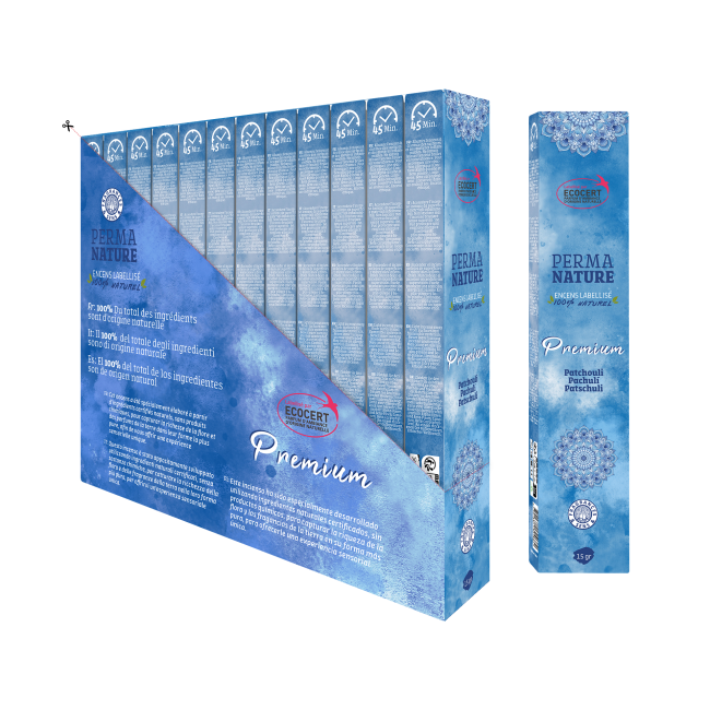 incienso en Perma Nature Pachulí Premium Etiqueta Ecocert 15 g|es