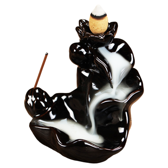 Porta Incienso Blackflow Cascada de aromas de cerámica negra 8,5cm