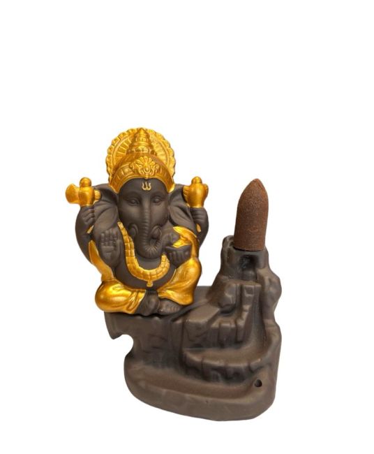 Porta Incienso Backflow Ganesh Oro 11cm