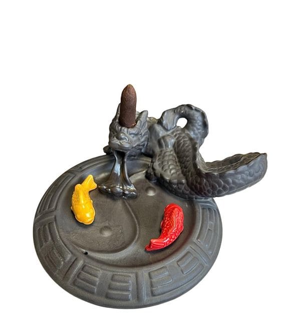 Porta Incienso Dragón/Pez Koi Backflow 17cm