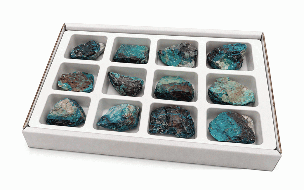 incienso en Expositor de 12 Piedras Brutas de Crisocola-Malaquita 3-4 cm|es