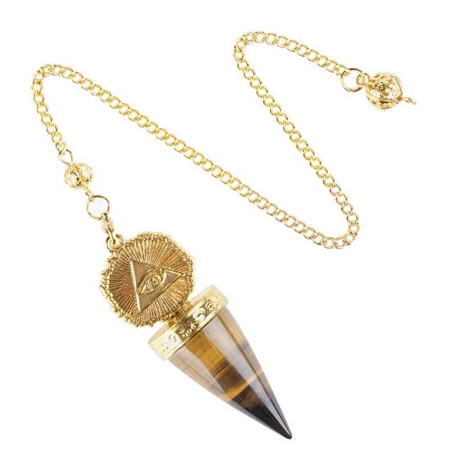 Péndulo de adivinación de ojo de tigre – Ojo Dorado de la Providencia
