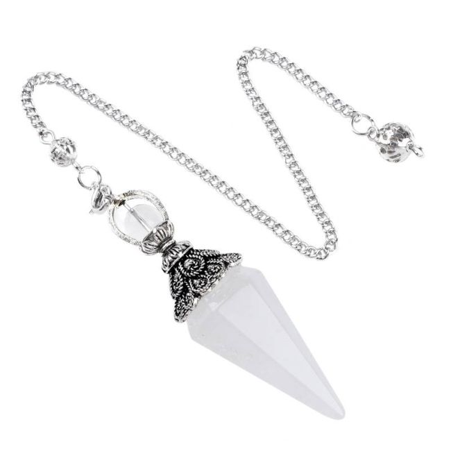 Péndulo Cristal de Roca 6 caras & Metal