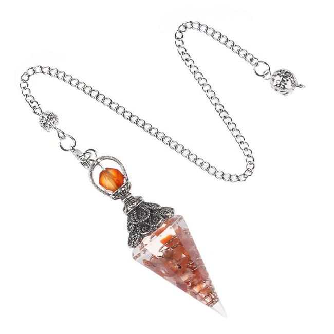 Péndulo de orgonita de cornalina de 6 lados