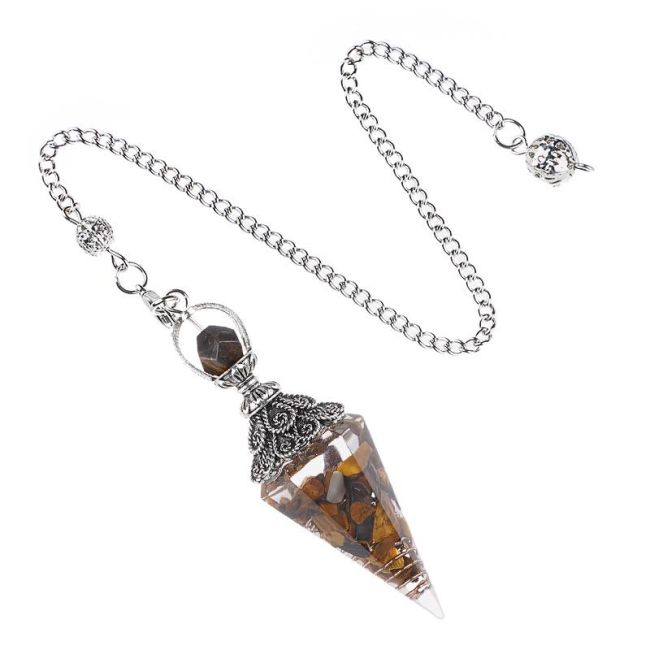 Péndulo Orgonita Ojo de Tigre 6 caras