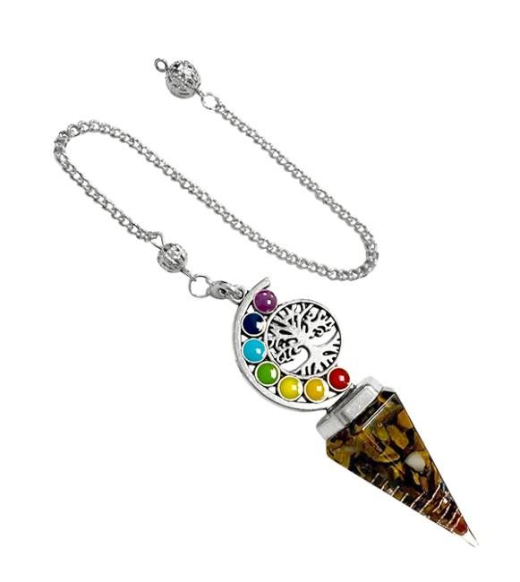 incienso en Péndulo de orgonita Ojo de tigre Árbol de la vida 7 Chakras 6 lados