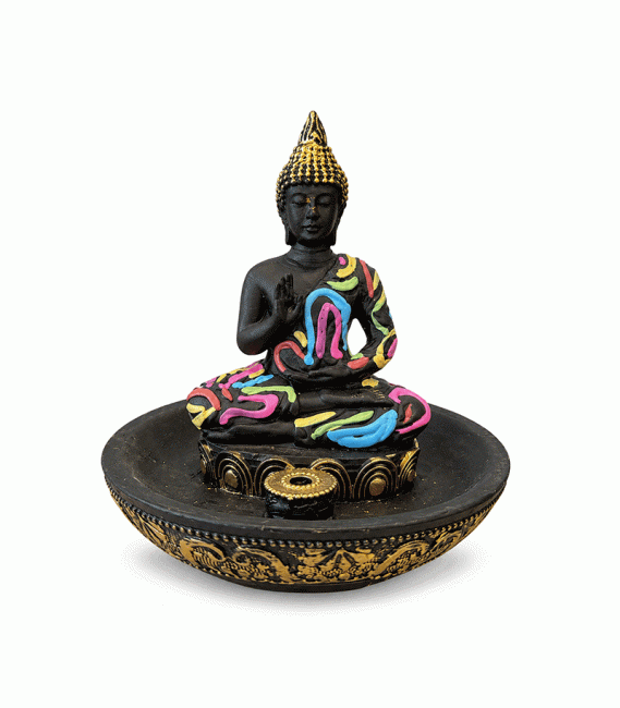 incienso en Portaincienso Buda Abhaya Multicolor de Resina 10 cm