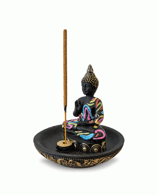 incienso en Portaincienso Buda Abhaya Multicolor de Resina 10 cm|es