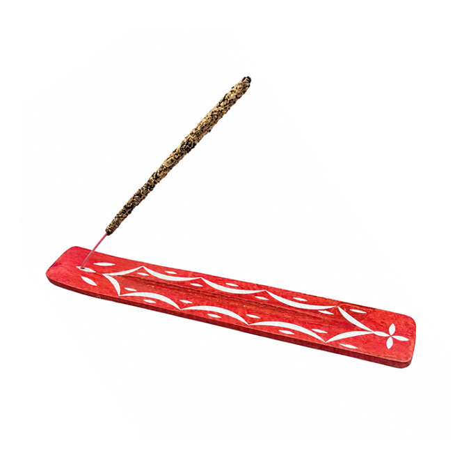 incienso en Porta incienso de madera Mango Ski Rojo y Árbol de la Vida 26cm x10