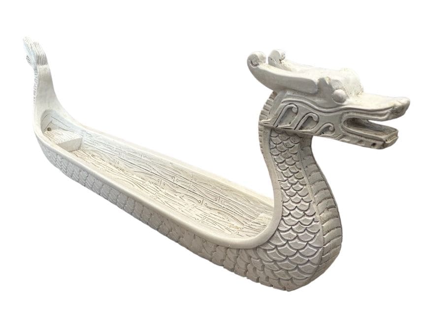 Porta incienso barco dragón blanco 22cm