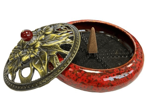 incienso en Porta Incienso Cerámica Roja 14cm|es