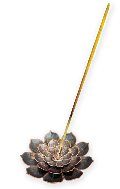 Porta Incienso de Metal Flor de Loto Grande 8,5 cm