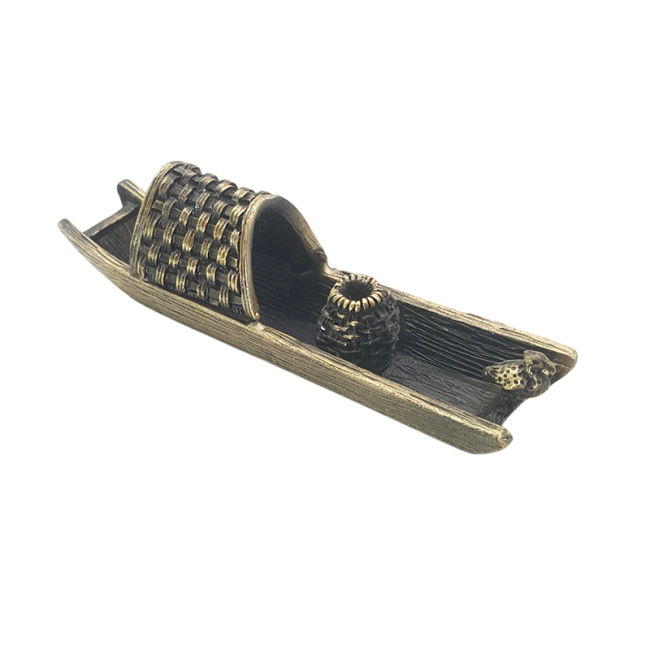Porta Incienso Metal Barco Bronce 9.5 cm