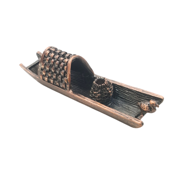 Porta Incienso Metal Barco Cobre 9.5 cm