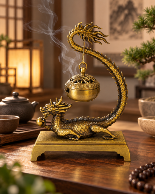incienso en Quemador de incienso colgante decorado con dragón 13,6 cm|es
