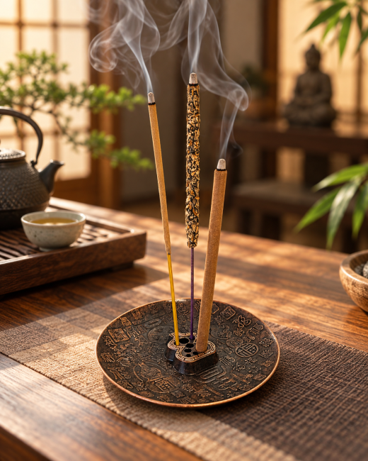incienso en Portaincienso de 9 orificios con decoración china 9 cm|es