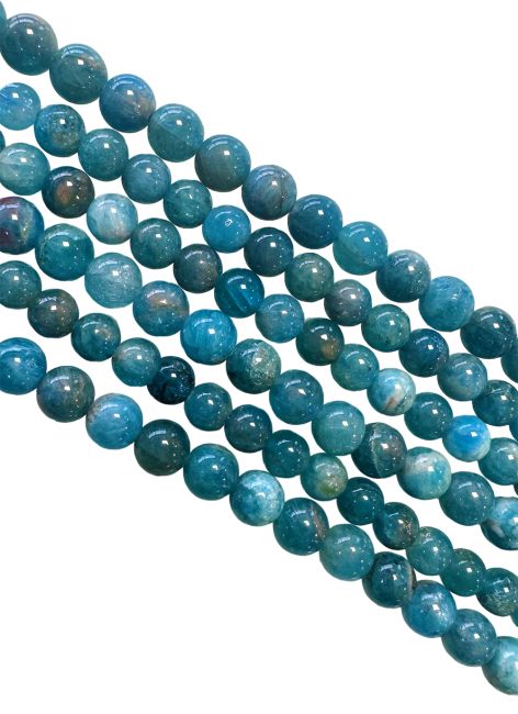 Perlas de Apatita Azul de 5-6mm en hilo de 40cm
